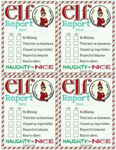 printable elf report cards for kids to use on their christmas day or any other holiday activity