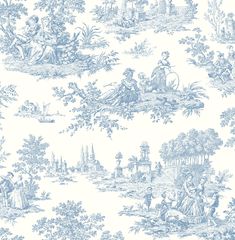 a blue and white toiler print wallpaper