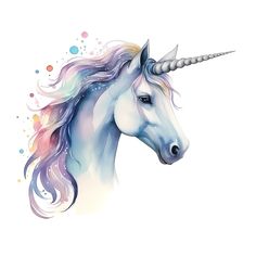 a unicorn's head is painted with watercolors