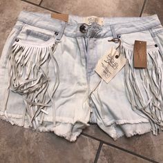 Brand New Fringe Shorts Casual Silver Jeans, Silver High Waist Shorts For Summer, Silver High-waist Shorts For Summer, Casual Silver Denim Bottoms, Silver Casual Shorts For Spring, Casual Silver Bottoms Short Length, Casual Silver Short Bottoms, Trendy Silver Shorts For Summer, White Ripped Shorts