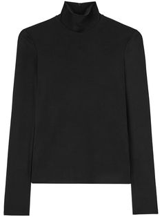 black knitted construction high neck long sleeves straight hem Black High Neck Turtleneck For Work, Black Mock Neck Top For Layering, Mock Neck Top For Work, Sleek Black Mock Neck Top For Fall, Sleek High Neck Turtleneck For Layering, Workwear Long Sleeve Turtleneck, Chic Black Fine Knit Turtleneck, Black Mock Neck Top With Long Sleeves For Layering, Black Long Sleeve Mock Neck Top For Layering