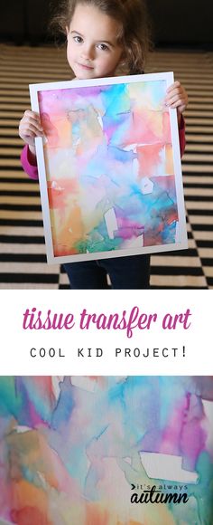 Fun Kids Art Projects, Easy Kids Art Projects, Transfer Art, Tissue Paper Art, Easy Art For Kids, Art Projects For Kids, Art Camp, Kid Art, Camping Art