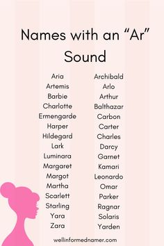 names with an air sound on the side of a pink poster that reads, names with an air sound