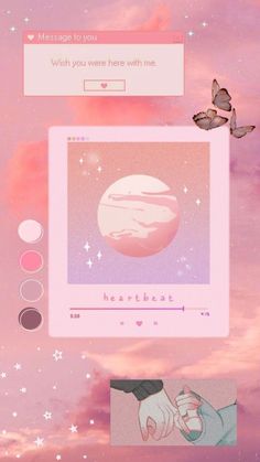 an image of a pink sky with clouds and stars on it, as well as the words wish you were here with me