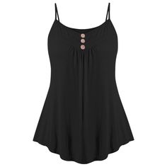 Plus Size Button Embellished Cami Tank Top - Black - 3874496718 - Original Design-Women's Clothing  #OriginalDesignWomensClothing #Original #DesignWomen's #Clothing Cheap Black Camisole With Straps, Cheap Solid Camisole With Tank Straps, Cheap Summer Camisole With Tank Straps, Lace Camisole, Black Sheath Dress, Tank Top Camisole, Plus Size Top, Tank Top Cami, Dressy Casual