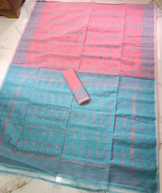 Primium quality Bengal handloom Dhakai Jamdani Saree with blouse piece. Beautiful eye soothing peach color body with contrast skyblu border and pallu. All weaving design. Semi soft , smooth textured body hugging excellent quality handmade dhakai jamdani saree. Ready to dispatch item. Dry cleaning recommend only. Due to digital photography color variation is considerable. Pink Cotton Handloom Saree, Pink Cotton Handloom Dupatta, Orange Cotton Saree With Cutdana, Orange Cotton Saree With Pallu Detail, Pink Cotton Silk Saree With Chikankari Embroidery, Orange Cotton Handloom Saree, Handloom Cotton Saree In Orange, Pink Unstitched Traditional Wear With Weaving Work, Pink Chanderi Saree With Weaving Work