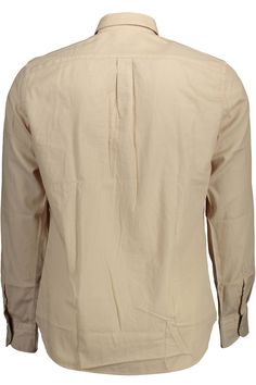 Elevate your wardrobe with the sophisticated charm of a Harmont & Blaine regular fit shirt. This beige masterpiece features long sleeves and a timeless button-down collar that exudes effortless elegance. The contrasting inside cuffs add a modern twist to the classic design, while the distinctive logo ensures your style is instantly recognizable. Crafted from 100% cotton for ultimate comfort and durability—this shirt is a seamless blend of luxury and practicality, perfect for the discerning gentl Casual Beige Shirt For Business, Beige Long Sleeve Shirt With Button Cuffs, Beige Long Sleeve Semi-formal Top, Beige Long Sleeve Linen Shirt, Beige Collared Tops For Business, Beige Long Sleeve Top For Business, Cream Long Sleeve Shirt With Button Cuffs, Elegant Beige Business Tops, Elegant Beige Business Top