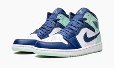 Air Jordan 1 Mid "Blue Mint" – WOWJAY Jordan 1 Mid Blue Mint, Air Jordan 1 Mid Blue, Jordan 1 Mid Blue, Mint Shoes, Nike Air Jordan 1 Mid, Womens Air Jordans, Air Jordan Sneakers, Air Jordan 1 Low, Basketball Sneakers