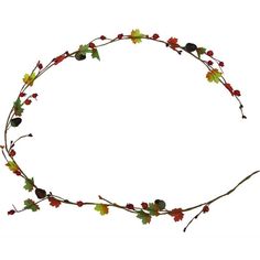 a headband with leaves and berries is shown in the shape of a circle on a white background