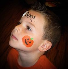 Easy Halloween Cheek Painting | Halloween Face Painting Diy Halloween Face Paint, Easy Pumpkin Faces, Diy Halloween Face, Halloween Face Paint Ideas, Face Painting Halloween Kids, Pumpkin Face Paint, Maquillage Halloween Simple, Halloween Face Paint