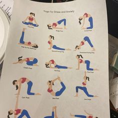 a poster showing yoga poses for women and men with instructions on how to do them