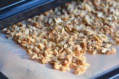 the granola is ready to go into the oven