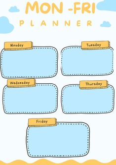 Monday to Friday - Digital Weekly Planner printablesandinspirations #freeplanners #digitaplannerandroid☘.