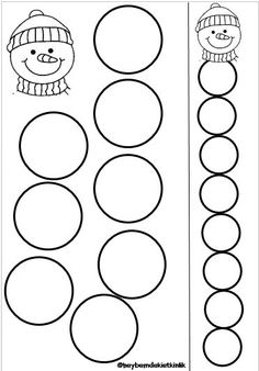 the printable worksheet for preschool to learn how to make snowman faces