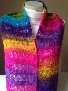 Rainbow Knitted ScarfRainbow Infinity by Yellowcrochet on Etsy Handmade Multicolor Infinity Scarf One Size, Handmade Yarn Scarves One Size, Handmade Knitting Pattern Yarn Gift, Yarn Knitting Pattern For Gifts, Knitted Gifts, Scarf Knitted, Snood Scarf, Chunky Scarf, Scarf Infinity