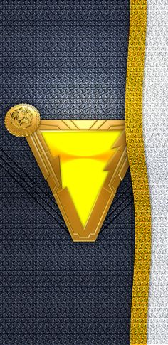 an image of a superman logo on the side of a blue and white suit with gold accents