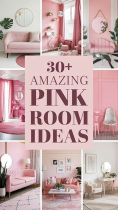 pink living room decor with text overlay that reads,'amazing pink room ideas '