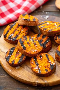 grilled sweet potatoes on a wooden cutting board