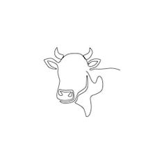 a cow's head is shown in this simple line drawing