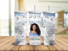 two personalized candles with an image of a woman on the front and back side