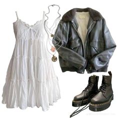 Cas Concert Outfit Ideas, Cigarettesaftersex Concert Outfit Ideas, Juno Inspired Outfits, Cigarettesaftersex Band Aesthetic Outfit, Cas Outfit Concert, White Dress Leather Jacket, Cas Concert Outfit, Cigarettesaftersex Concert Outfit, Hozier Outfit