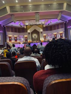 an auditorium filled with people sitting in chairs