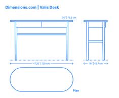 a drawing of a desk with measurements for it