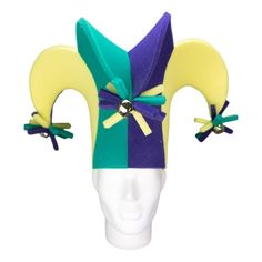 "Get this Awesome Mardi Gras 3 Points Jester Hat Today! This Mardi Gras 3 Points Jester Hat will definitely make you stand out at your next Party, Wedding, Corporate Event, Birthday, Quinceanera, or Halloween Party! Product Details: ✓Made in the USA ✓Handmade ✓High Quality Foam ✓One Size Fits Most ✓Customizable to your preferences \"This is where your party starts\". Give your next party a new life and rediscover your youth with Foam Party Hats. Foam Party Hats Guarantee At Foam Party Hats we be Hat Festival Outfit, Mardi Gras Outfits, Foam Party, Jester Hat, Mardi Gras Costumes, Novelty Hats, Carnival Costume, Wig Party, Mardi Gras Party