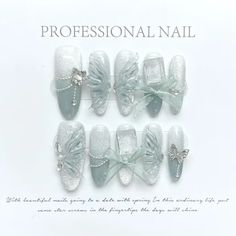 10Pcs Set White Butterfly Handmade Press On Nails Long Ballet Decoration Pearl False Nails Wearable Manicure Fake Nails Tips Art - AliExpress Hot Necklaces, China Nails, Manicure Tips, Glitter Decor, Fake Nails With Glue, Nail Supplies, Fake Nail