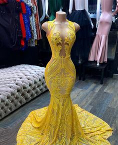 Yellow Prom Dresses, Sheer Prom Dress, Vintage Prom Dresses, Elegant Couture, Prom Dress Sleeveless, Birthday 16, Yellow Prom, Prom Dress Lace, Custom Made Prom Dress