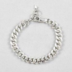 Sterling Silver 7.5mm Wide Diamond Cut Chain with Lobster Clasp Available in Oxidized Finish Available in 7" or 8" Length Modern Sterling Silver Cuban Link Bracelet For Everyday, Modern Cuban Link Chain Bracelet With Solid Construction, White Gold Curb Chain Link Bracelet, Everyday Sterling Silver Bracelet With Curb Chain, Trendy Silver Chain Bracelet With Solid Links, Silver Minimalist Cuban Link Bracelet, Silver Curb Chain Minimalist Bracelet, Everyday White Gold Curb Chain Bracelet, Silver Minimalist Curb Chain Bracelet