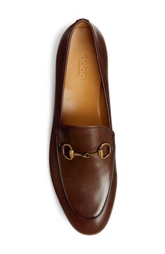 This iconic horsebit loafer is updated with a slimmer silhouette and finer hardware for a look that elevates both casual outfits and more polished styles. Leather upper, lining and sole Made in Italy Salon Shoes Gucci Flat Shoes, Gucci Jordaan Loafer, Loafers Gucci, Gucci Ring, Gucci Jordaan, Gucci Flats, Gucci Belt Bag, Gucci Jacket, Gucci Loafers