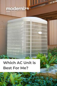 an air conditioner in front of a building with the words which ac unit is best for me?