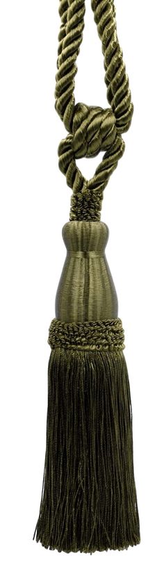 Set of 4 Elegant Doric Khaki Green Curtain & Drapery Tassel Tieback / 8 1/2 Inch Tassel, 30 Inch Spread (embrace) / Style# TBC085 (8368) / Color: L50 - DecoPro Drapery Tiebacks, Green Curtains, Curtain Sizes, Professional Decor, Decorative Sculpture, Drapery Panels, Dark Olive Green, Dark Yellow, Khaki Green