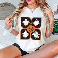 Halloween Retro-tee, Retro Ghost Shirt,mid-modern Spooky Tee,mid Century Halloween,ghost-shirt Crewneck,ghost-halloween,ghostly Spooky Shirt - Etsy Spooky Halloween Tops, Retro White Top For Halloween, Retro White Tops For Halloween, White Horror T-shirt For Fall, Retro White Halloween T-shirt, Halloween Graphic Tee In White, White Horror T-shirt For Halloween, Halloween White Graphic Tee, White Horror T-shirt With Crew Neck