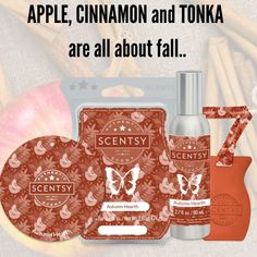 the contents of an apple cinnamon and tonka gift set are all about fall,