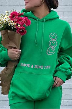 Shop now @ aliandariel.com 💚 available for 25 sororities Hoodie Boyfriend, Love Hoodie, Green Love, Green Hoodie, Boyfriend Fit, Sorority, Ariel, Ready To Wear, Loose Fitting