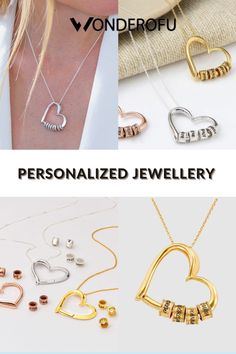 Adorn your neckline with sentimental charm: Charming Heart Necklace with Engraved Beads, a perfect fusion of elegance and personalization. Heartfelt Messages, Elegant Accessories, Heart Necklace, Heart Pendant, Rose Gold, Beads