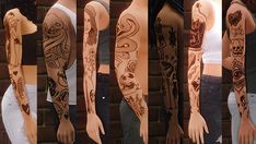 multiple images of different tattoos on the arms and arm, both showing their meaningss