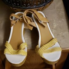 Size 11 Wedge Yellow Sandals New Yellow Wedges, Yellow Sandals, Gold Yellow, Women's Shoes Sandals, Shoes Sandals, Wedges, Bundles, Women Shoes, Sandals