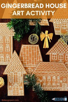 gingerbread house art activity for kids to make and decorate with the help of gingerbread cutters