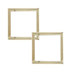 two square wooden frames on a white background