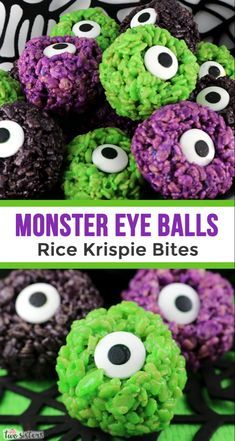 monster eye balls with rice krispie eyes on them