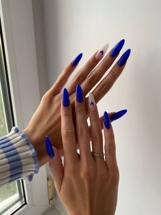 Minimalist nails nails nail acrylic nail ideas nails inspiration nail art designs nails 2022 nails 2023 nail shapes nails 2023 trends nail ideas y2k nails trend 2023 winter nails trend 2023 summer Nails 2024 Blue, Blue Nails Stiletto, Stiletto Nails Blue, Cute Stiletto Nails, Blue Stiletto Nails, Blue Manicure, Band Nails, Blue Nail Polish