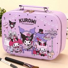 Anime Sanrio Kuromi 15th Anniversary Large Cosmetic Bag Hello Kitty Portable Box. This Is So Cute And Would Make An Awesome Gift For The Anime Lover In Your Life. The Large Size Makes This Great For Travel. It Measures Approximately 8 X 5.5 X 3”. Please View All Photos Carefully As They Are Part Of The Description As Well. All Of Our Items Come From A Clean, Smoke-Free And Dog Friendly Home. We Guarantee All Items To Be Authentic. Thank You For Shopping Our Small Business. 04 Please Note: We Pac Harajuku Style Purple Rectangular Bag, Cute Purple Bag For Gift, Cute Purple Bag Perfect For Gifts, Kawaii Cat Drawing, Anime Sanrio, Box With Handle, Hello Kitty Bag, Large Cosmetic Bag, Anime Lover