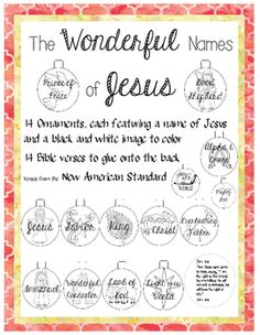 the wonderful names of jesus for christmas ornament crafting pattern and coloring book