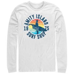 He'll love the look and feel of this Men's Amity Surf Shop Graphic Tee. He'll love the look and feel of this Men's Amity Surf Shop Graphic Tee. FEATURES Crewneck Long SleevesFABRIC & CARE Cotton Machine wash Imported Color: White. Gender: male. Age Group: adult. Material: Cotton Blend. Beach Tee, Surf Tee, Beach Shirt, Surf Shop, Men Short Sleeve, Fabric Care, Short Sleeve Tee, Graphic Tee, Age Group