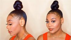 Elegant and Easy 4c Ponytail Hairstyles Twisted Knot Bun, Too Knot Bun, Ponytail On 4c Hair, Easy Top Knot, Black Hair Bun, Sleek Braided Ponytail, Bun With Curls, Knot Ponytail, Barbie Ponytail