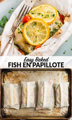 easy baked fish en papillote with lemons and parsley