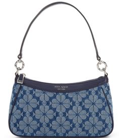 From kate spade new york, the Convertible Parisian Denim Shoulder Bag features:90% organic cotton, 10% leatherFaille liningTop zip closurePale gold hardwareInterior: zip & slip pocketHandle drop approx.: 8" L, strap drop approx.: 22" LApprox.: 6.06" D x 2.44" W x 10.12" HImported. Denim Shoulder Bag, Kate Spade Shoulder Bag, Denim Shoulder Bags, Girly Bags, Fancy Bags, Pretty Bags, Kate Spade Purse, Cute Purses, Purse Accessories